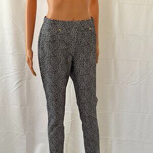 Michael Kors Black/White Print Straight Leg Pull-On Pants / Size Large